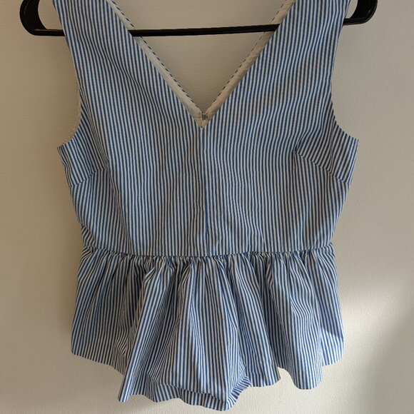 J.Crew Sleeveless V-Neck Top – 0P White & Blue - Picture 2 of 9